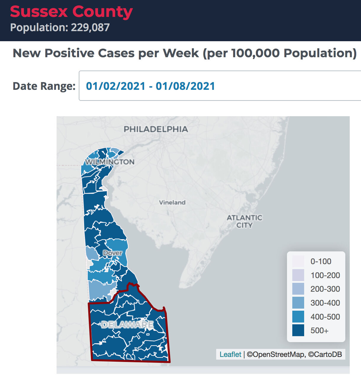 Statewide map of new COVID-19 case rates